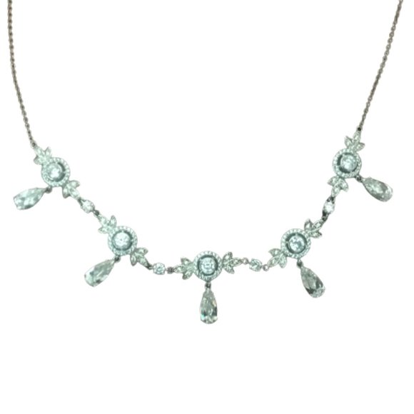 Carolee Necklace Crystal Pavé Teardrop Formal Bridal - Picture 1 of 8
